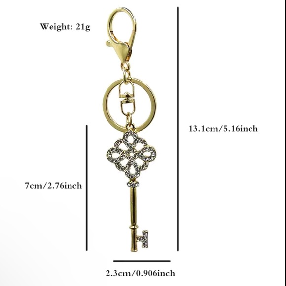 Key Shaped Rhinestone Keychain Bag Charm - Picture 5 of 6